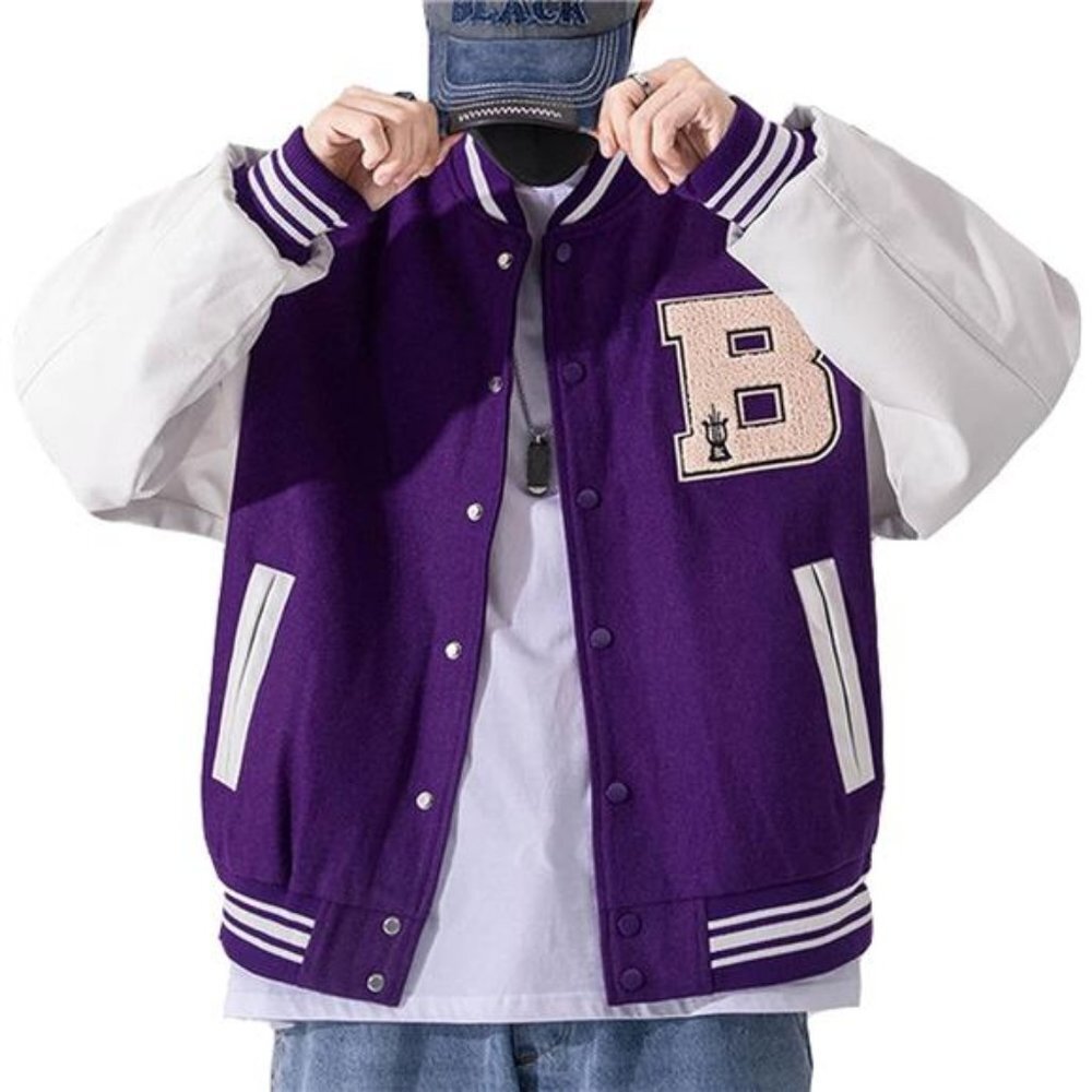 Mens Varsity College Jacket Baseball Bomber Jacket Vintage